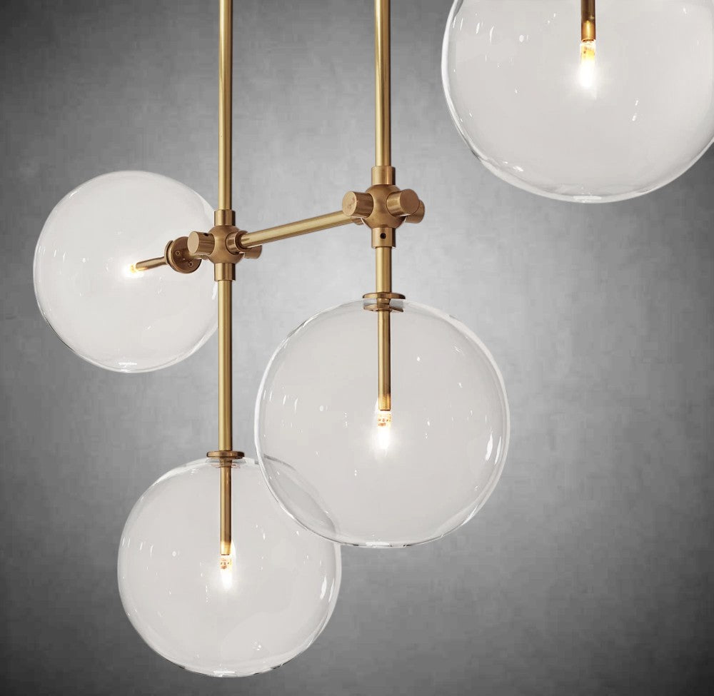 Glass Glober Modern Linear Chandelier 59"W