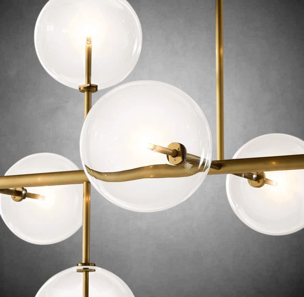 Glass Glober Modern Linear Chandelier 72"W