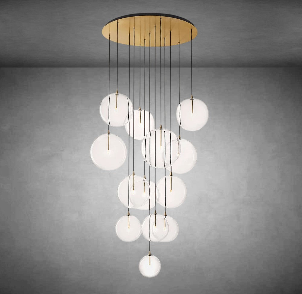 Glass Glober Cluster Chandelier 44''