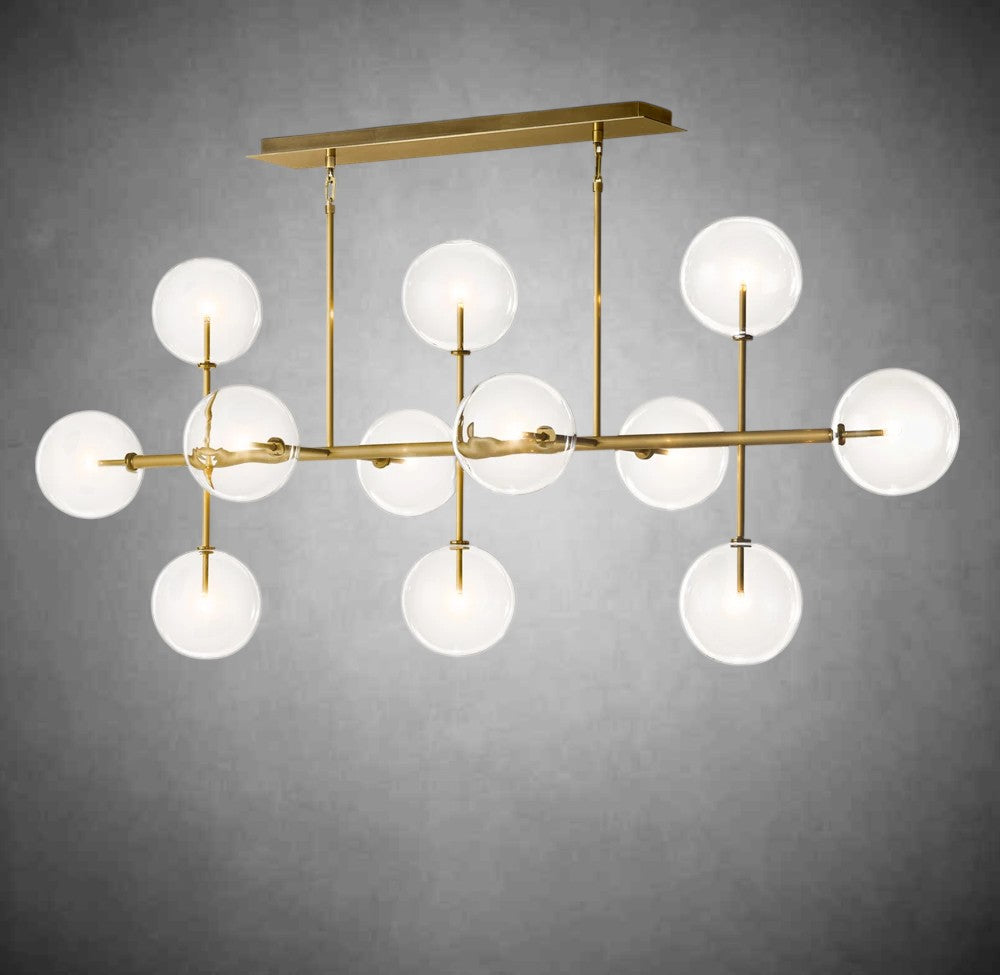 Glass Glober Modern Linear Chandelier 72"W