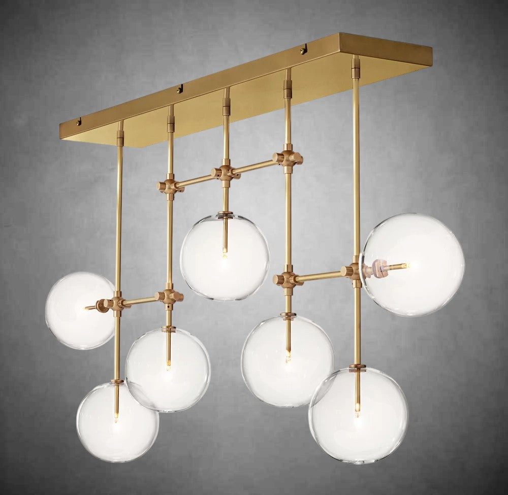 Glass Glober Modern Linear Chandelier 59"W