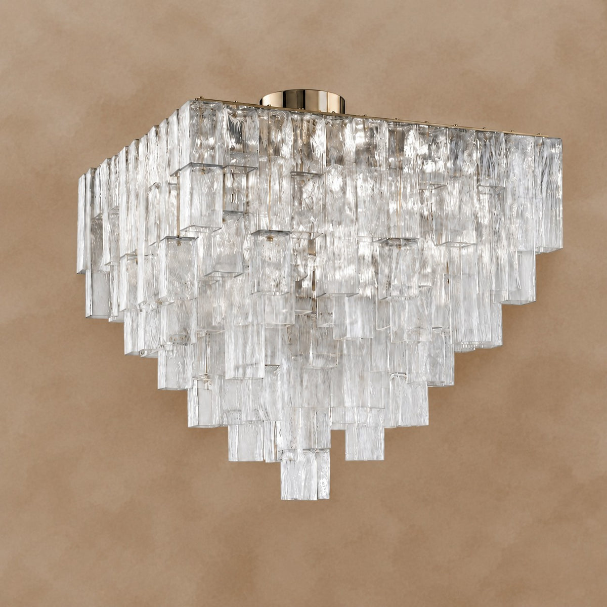 Crystara Art Deco Glass Flush Mount Chandelier