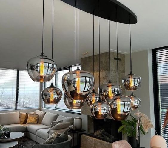 Modern Smoke Gray Glass Lamp Designer Chandelier