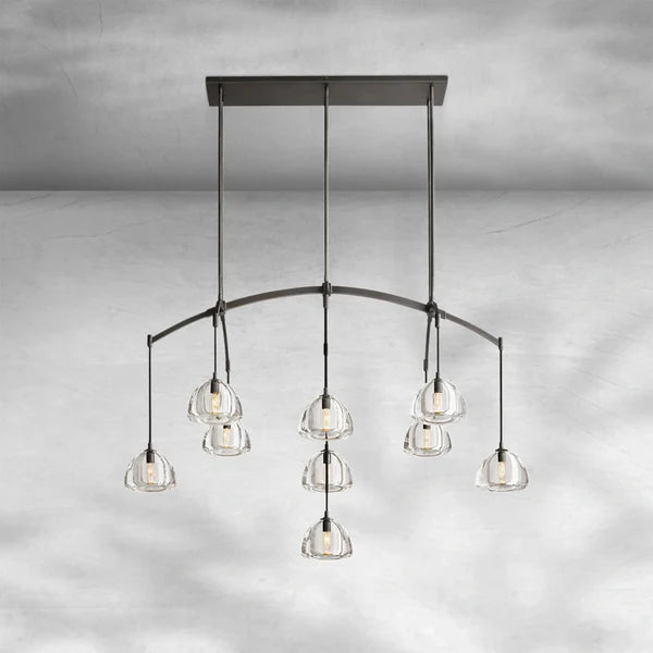 Hemispheae Modern Glass Linear Chandelier 54" 72"