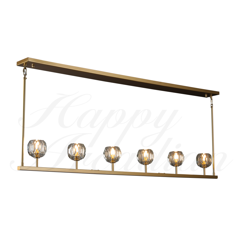 HA Bola De Clear Cristal Linear Chandelier 48"
