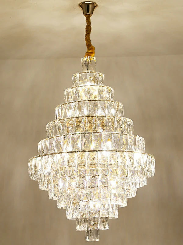 Extra Large Foyer Pure Crystal Ceiling Light Fixture Living Room Entrance Staircase Chandelier