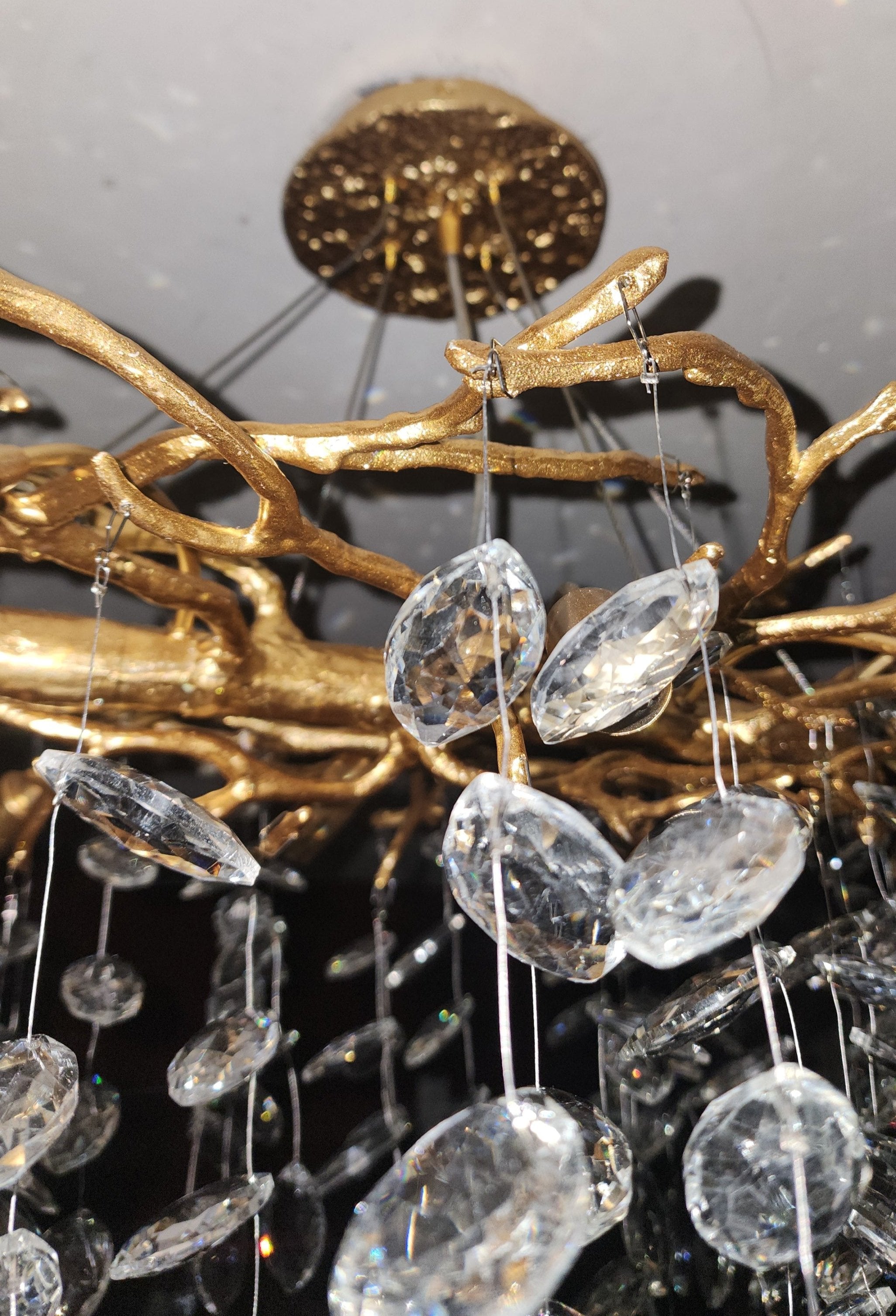 French Branch Crystal Chandelier with Elegant Crystal Leaves