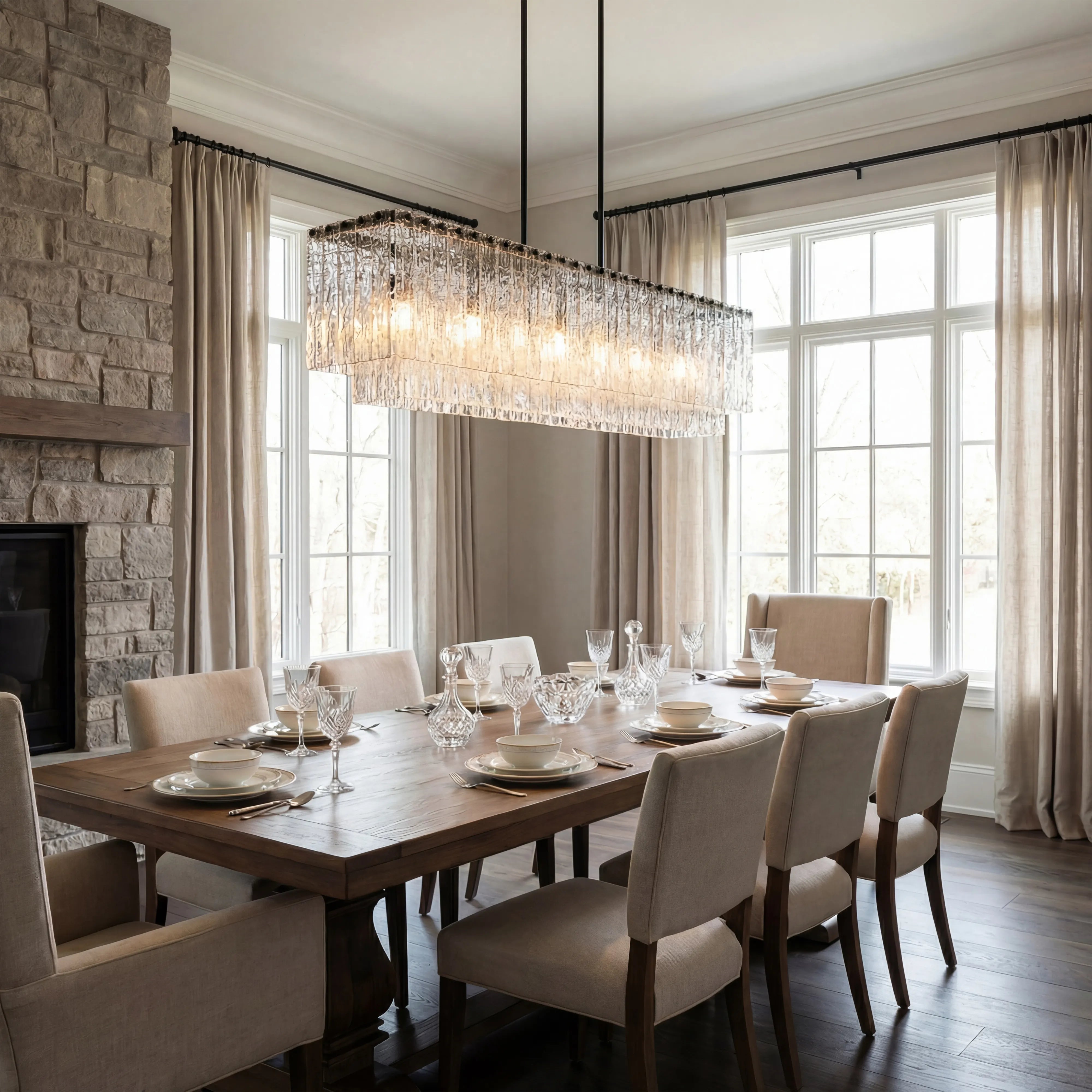 Haloire Linear Glass Chandelier