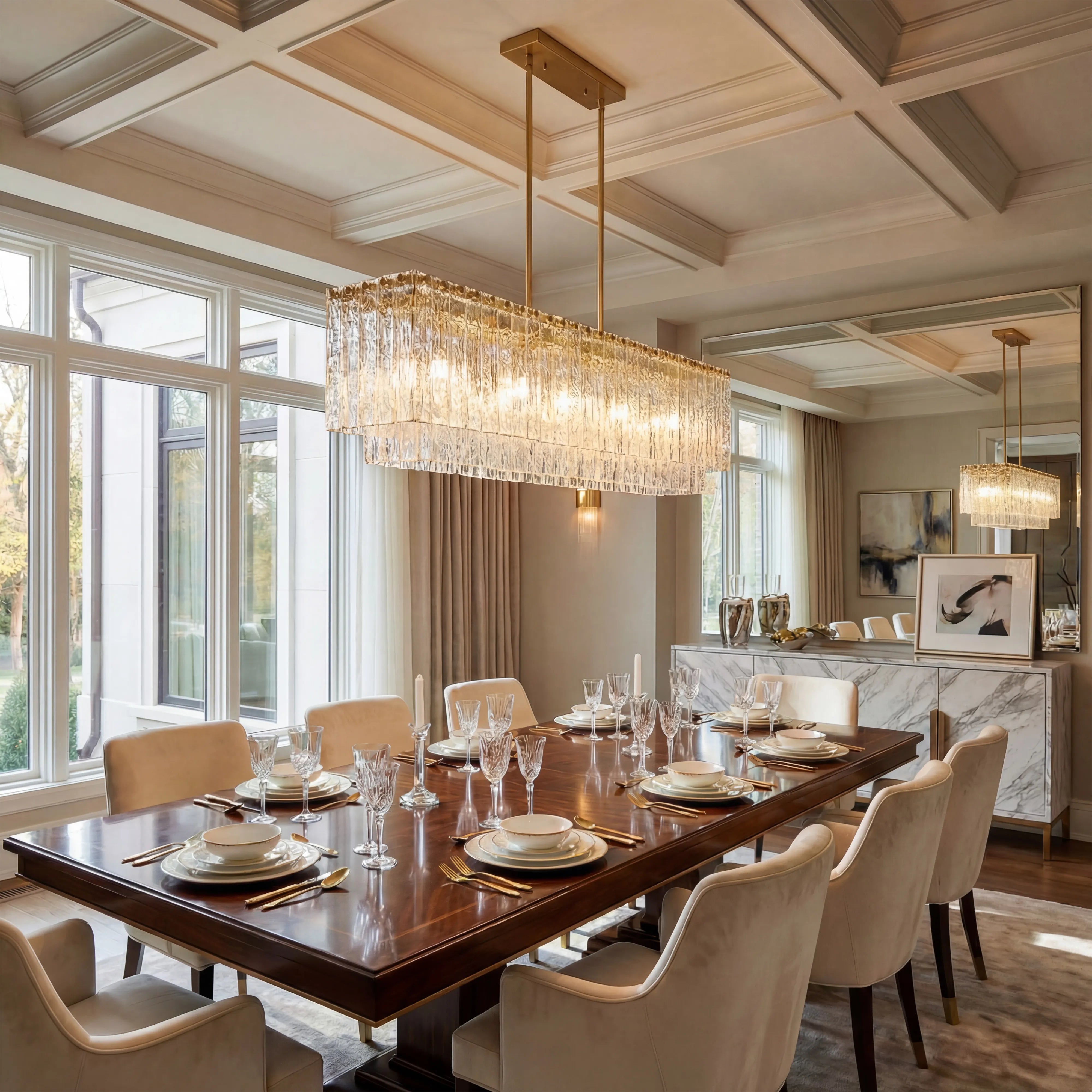 Haloire Linear Glass Chandelier