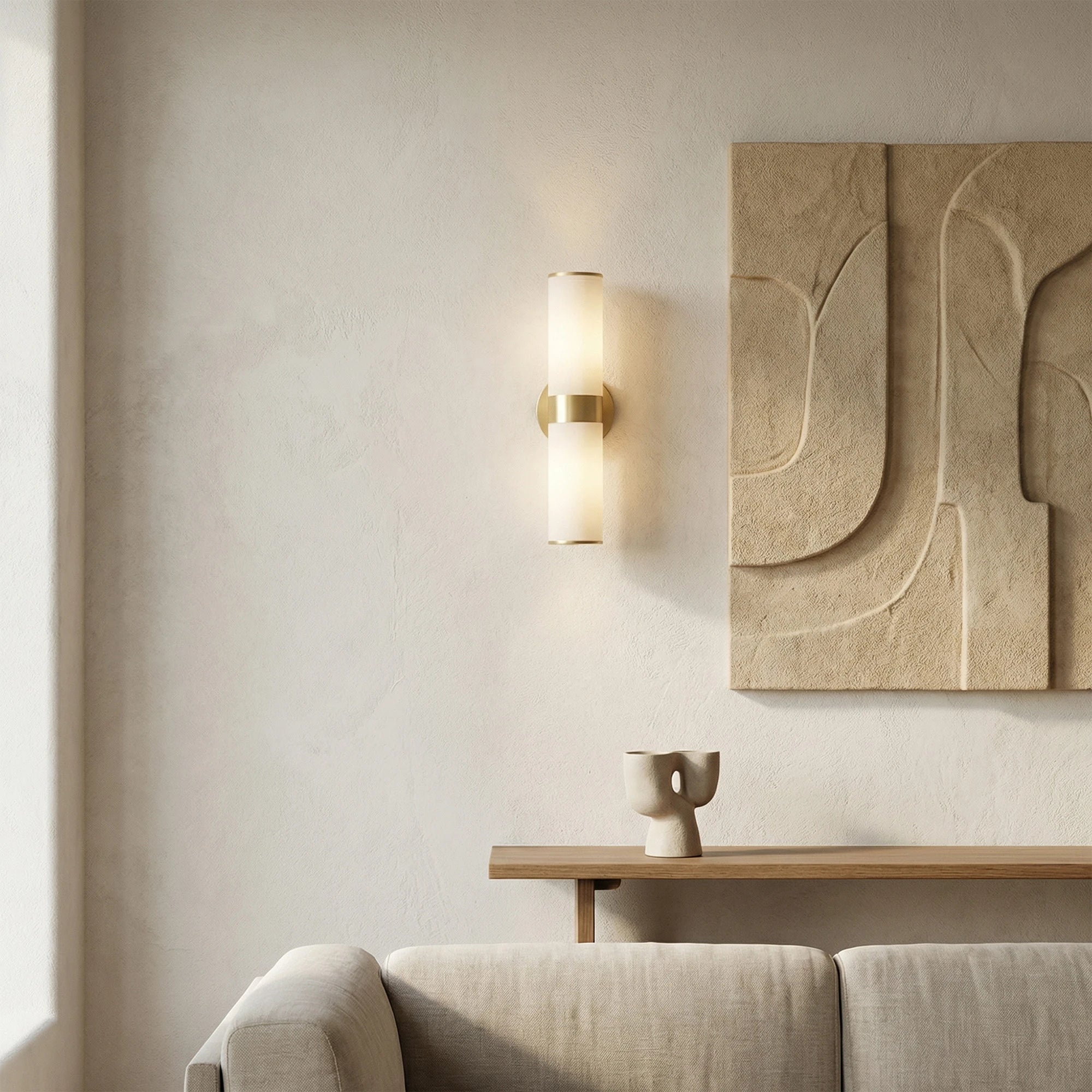 Althea Modern Sutton Linear Alabaster Wall Sconce, Wall Lamp For Living Room, Bathroom