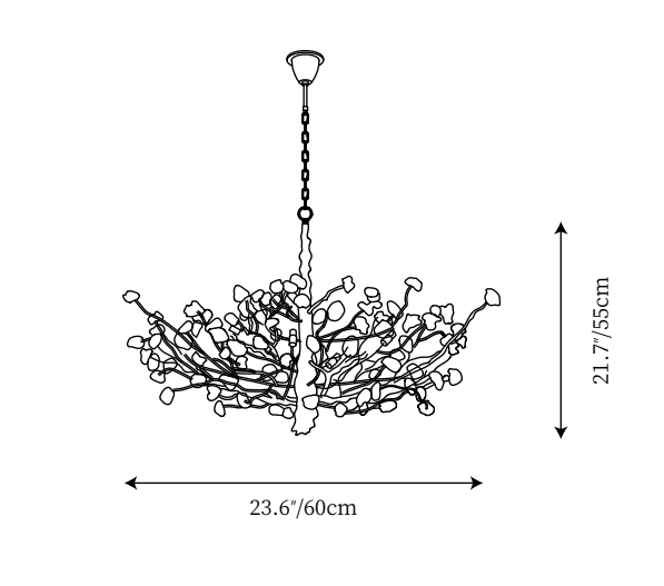 Gemstone Branch Chandelier with Artistic Design for Bedroom or Living Room - 8 Lights/D23.6"*H21.65"Warm LightBlushlighting