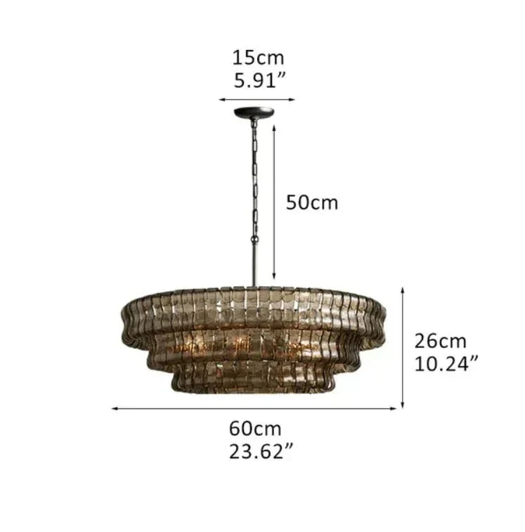 Ghiaccio Glass Round Chandelier 24" 36" 48" 60" - 6 - Tier 60"BrassClearBlushlighting