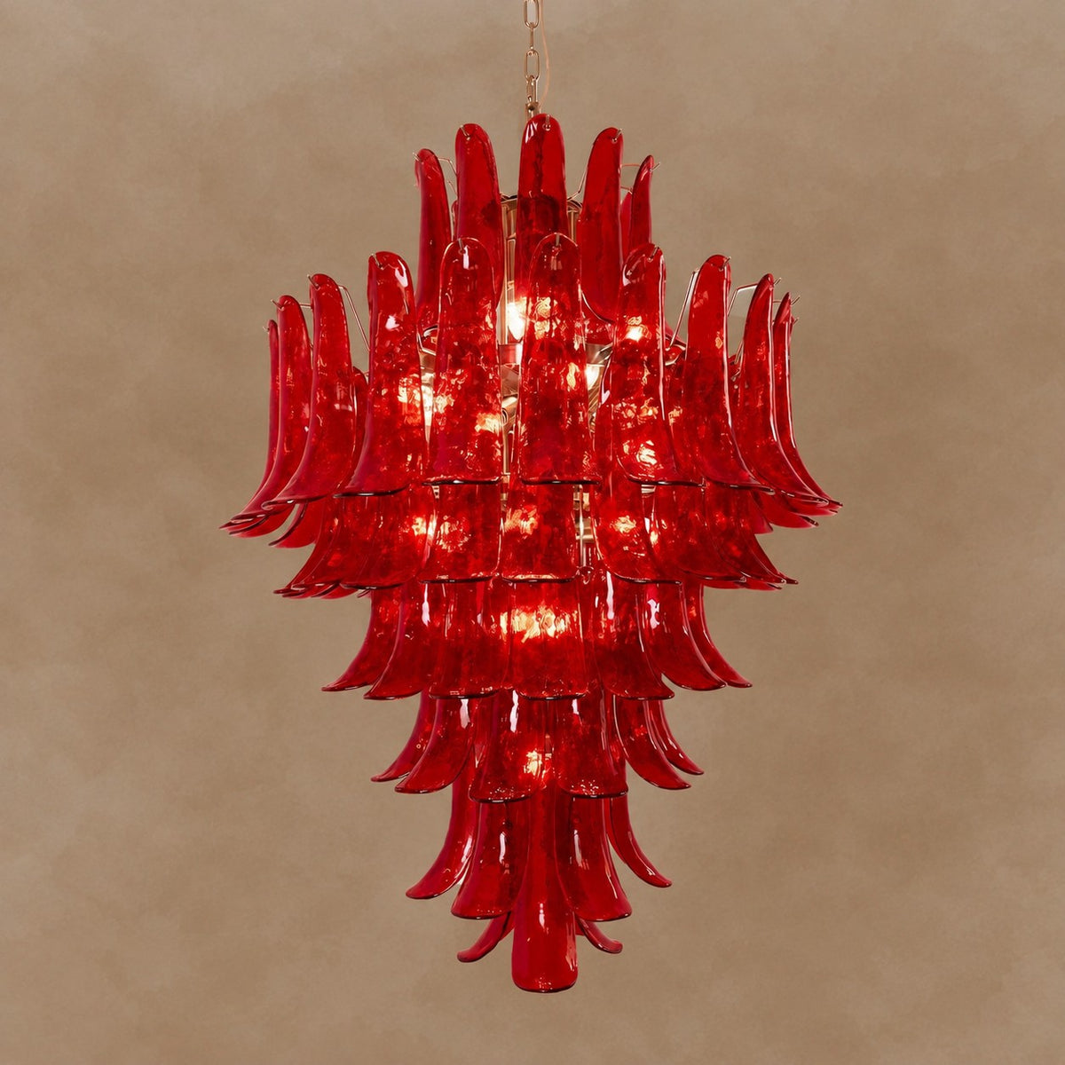 Glass Crimson Cascade Chandelier 31.5"