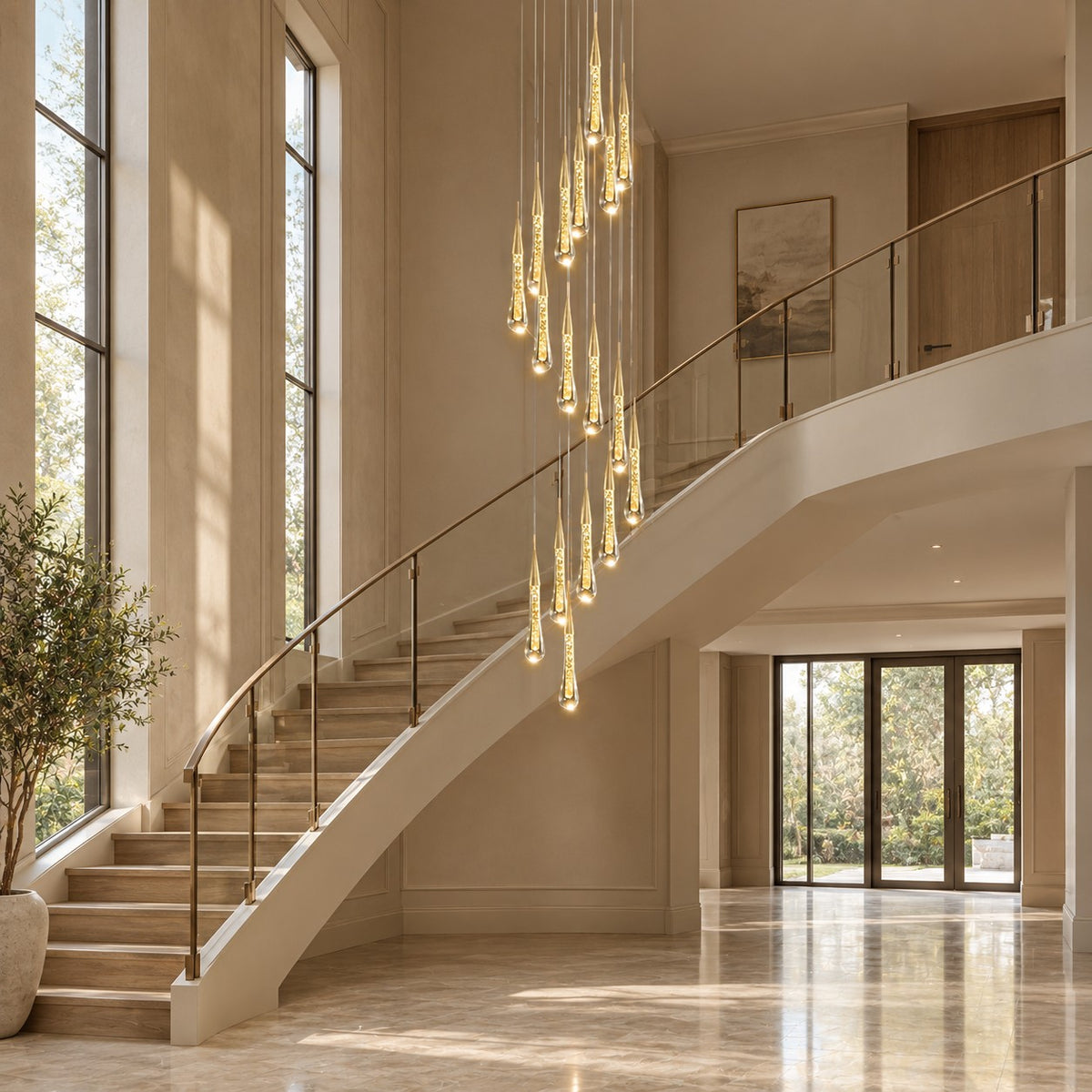 Gold Aluminum LED Linear Chandelier