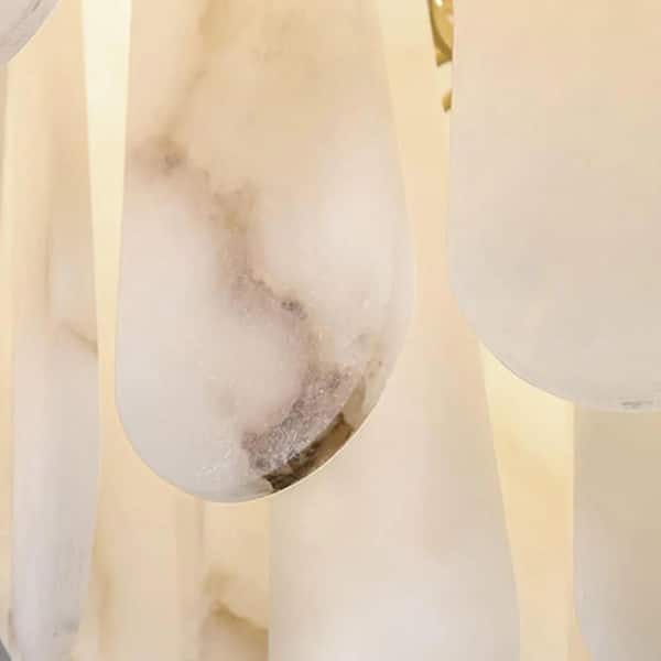 Modern Chandelier 32 in. 16-Lights Gold Chandelier With Alabaster Shade,Chandelier for Dining Room, Living Room, Bedroom