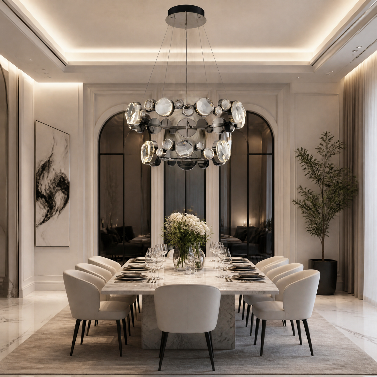 Eclipse Two Ring Modern Crystal Chandelier (2)