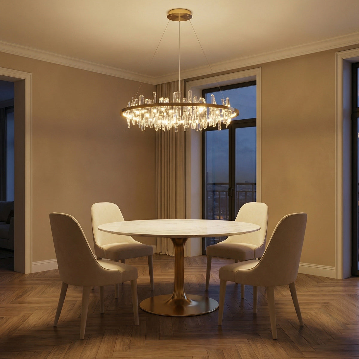 Nora Round Crystal Pendant Light - scene 1