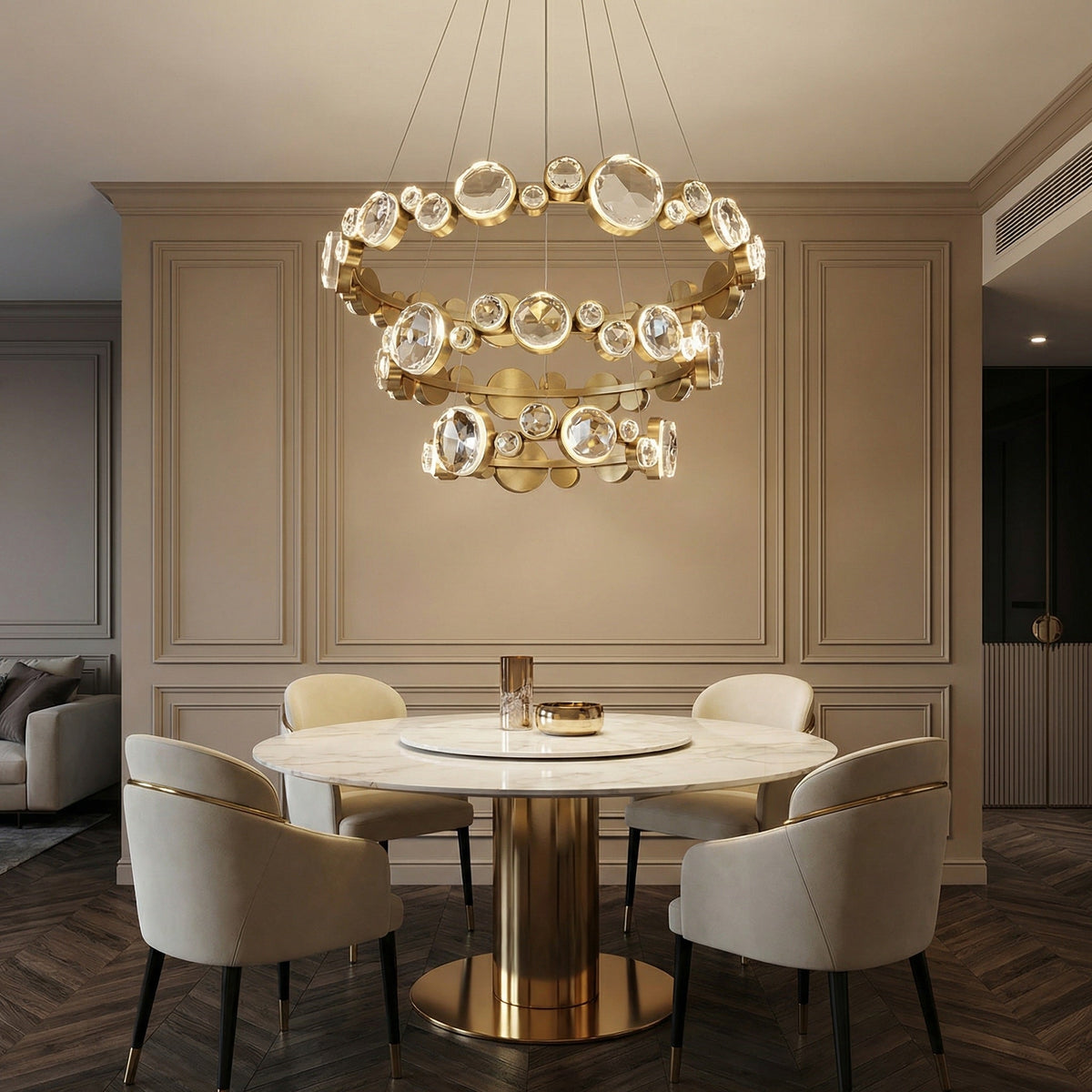Eclipse Round Crystal Modern Chandelier - scene 1 (2)