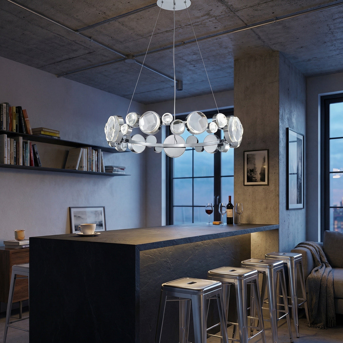 Eclipse Round Crystal Modern Chandelier - scene 3 (4)