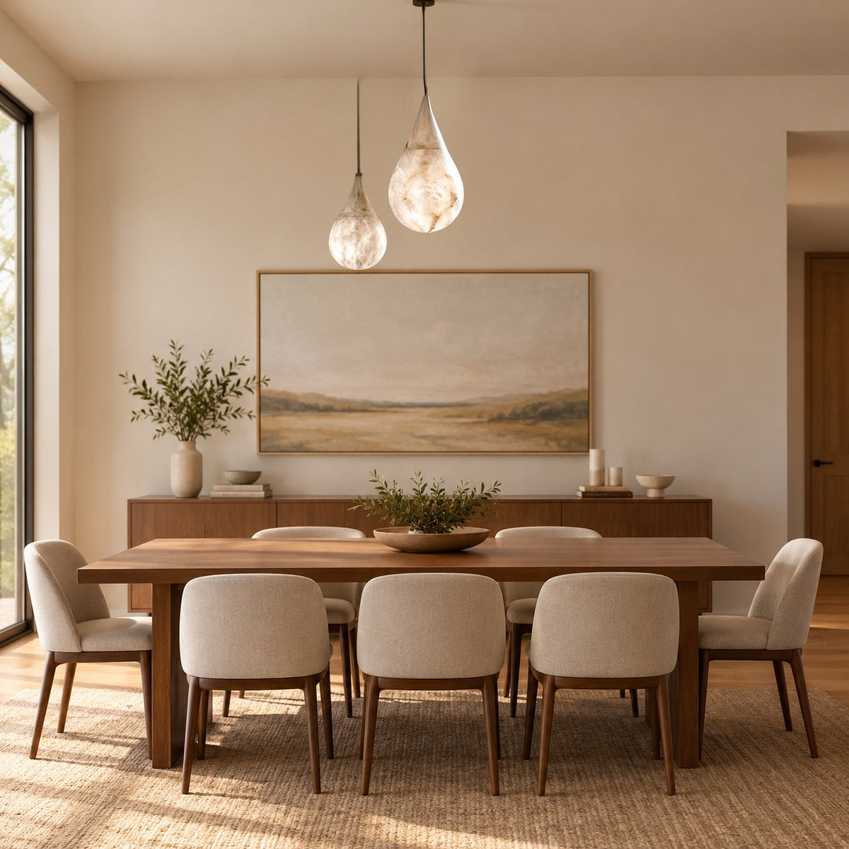 Hailey Alabaster Raindrop Pendant Lighting, Dining Table Pendant