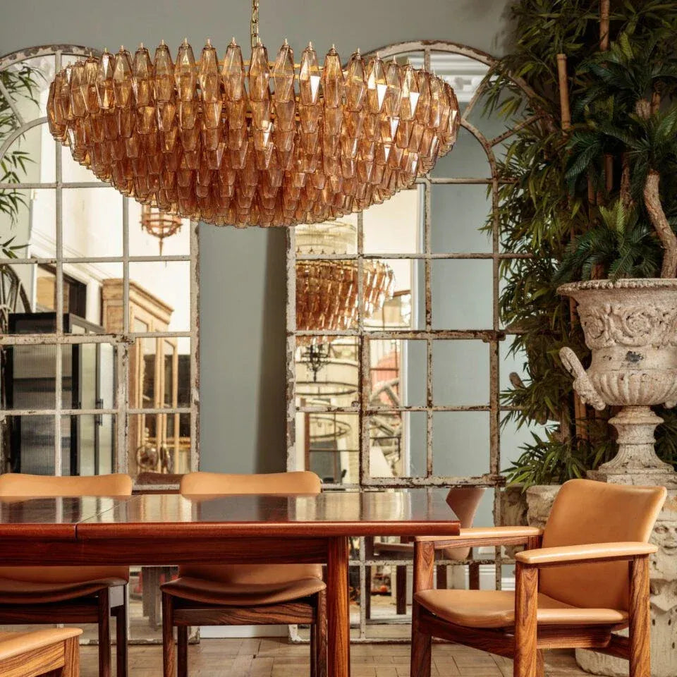 Cyra Hand Blown Tier Glass Large Murano Chandelier