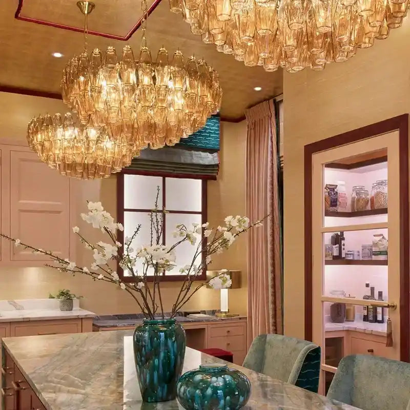 Cyra Hand Blown Tier Glass Large Murano Chandelier