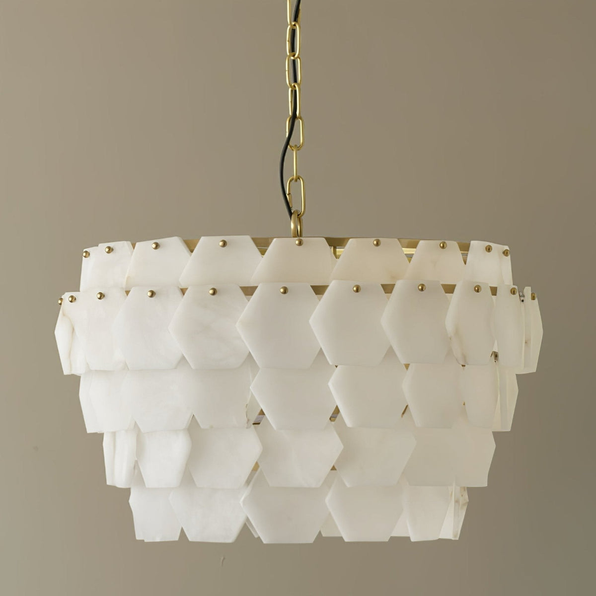 Vakkerlight Hexa Cloud Gold & White Alabaster Pendant Light – 23.6" Diameter