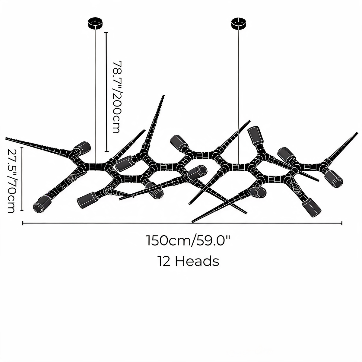 Adjustable Iron Dimmable LED Chandelier 47.2"-177.1"