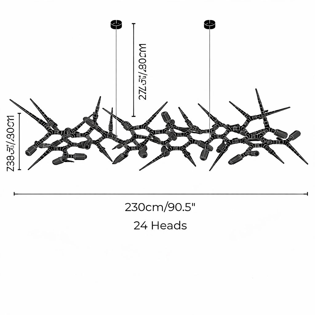 Adjustable Iron Dimmable LED Chandelier 47.2"-177.1"
