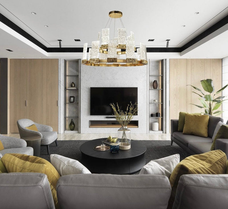 Haloire 2-Tier Round LED Glass Chandelier