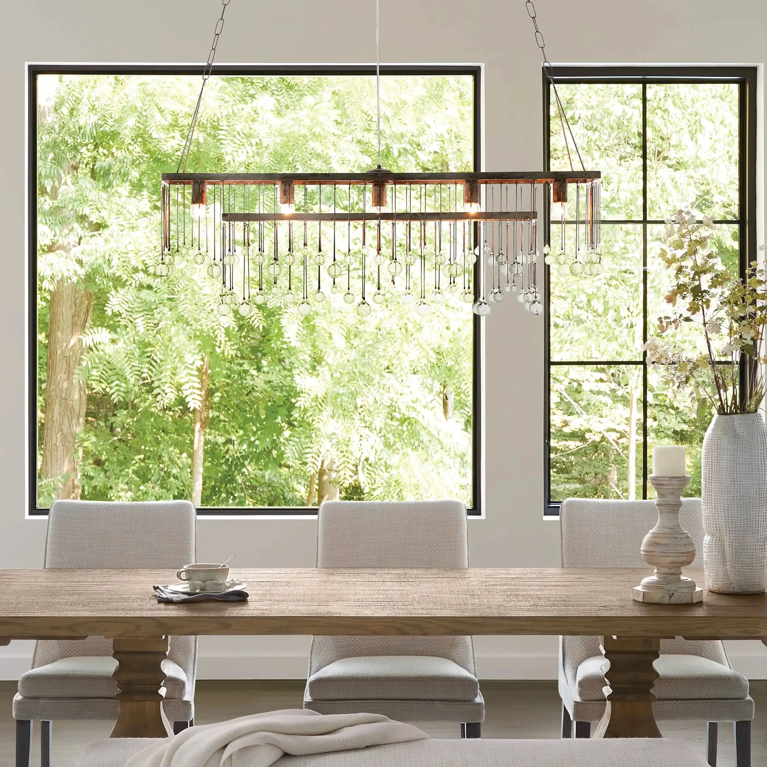 Crystal Ball Aubrey Rectangular Chandelier 47'' 60''