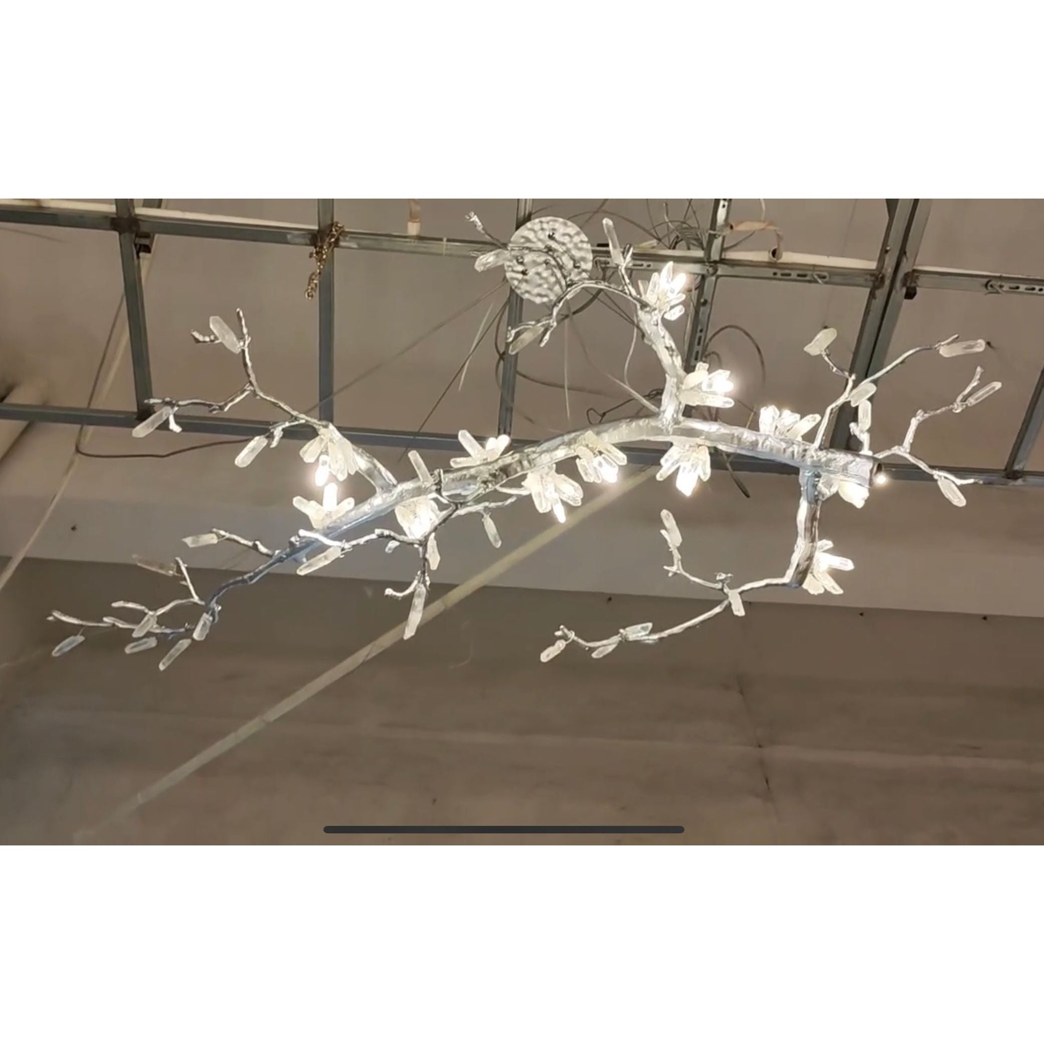 Selenite Crystal Blossom Branching Tree Chandelier