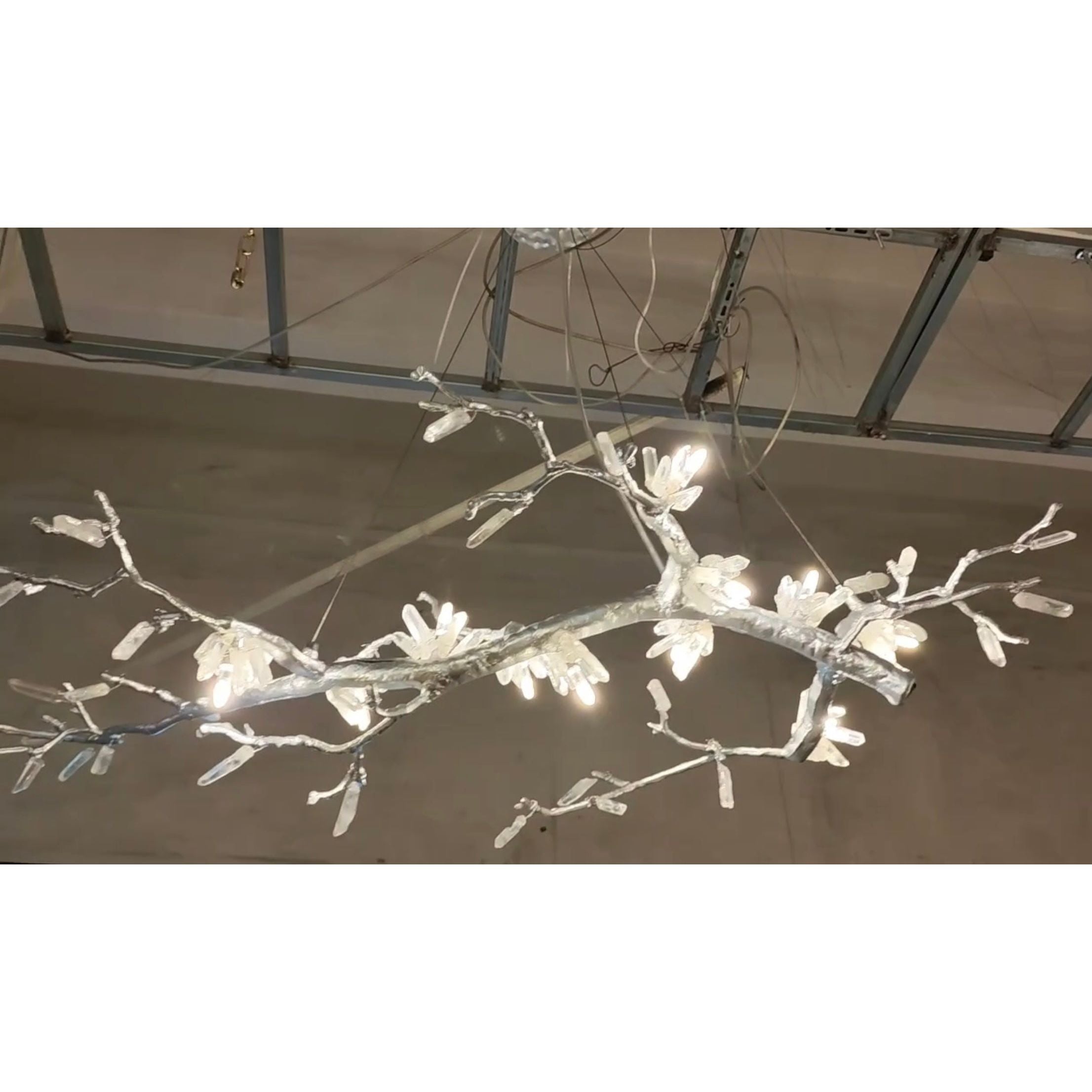 Selenite Crystal Blossom Branching Tree Chandelier