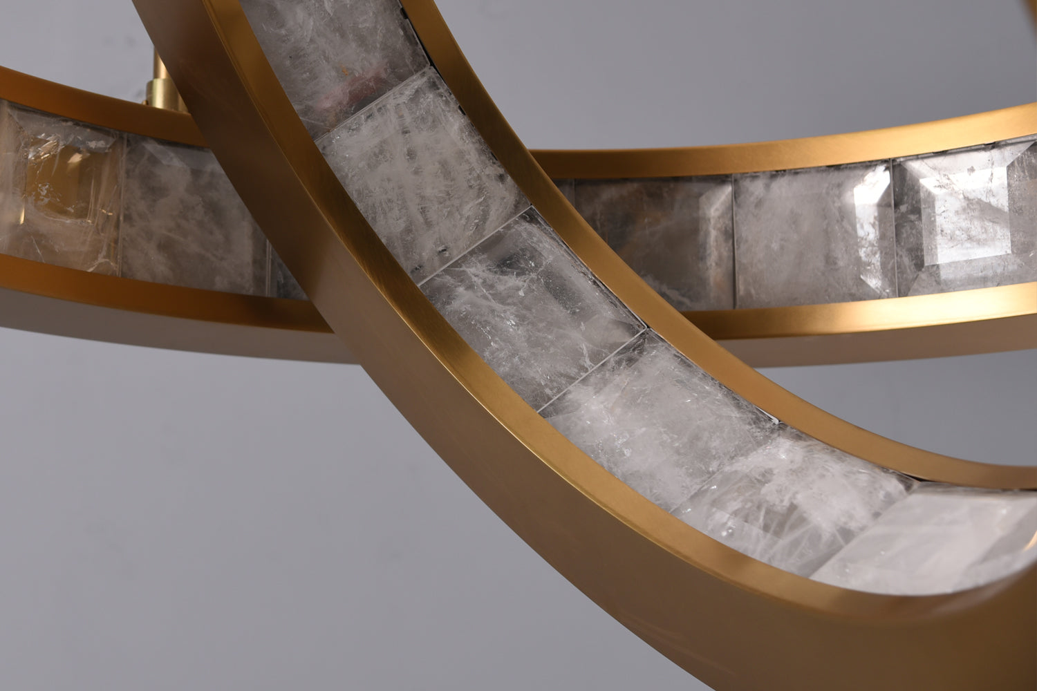 Rosario Luxury Brass Rock Crystal Pendant Chandelier