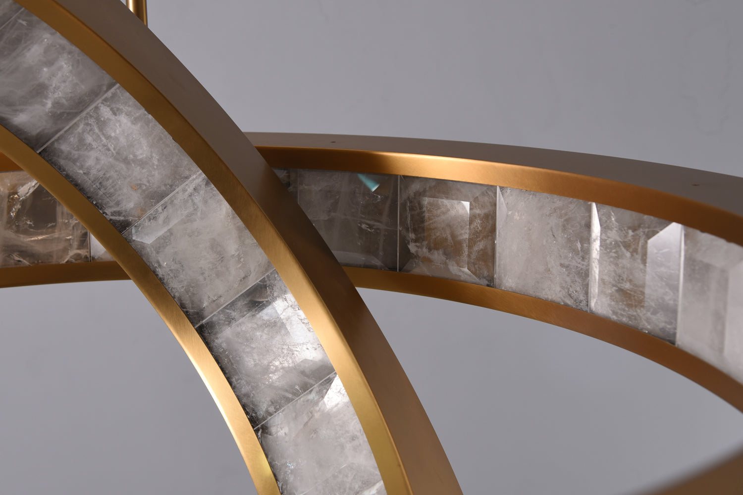 Rosario Luxury Brass Rock Crystal Pendant Chandelier