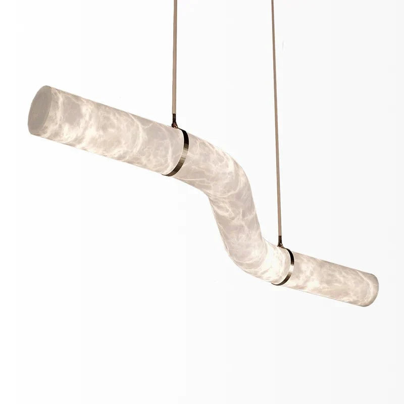 Liberty Curved Pendant Alabaster Chandelier, Pendant Light Over Dining Table