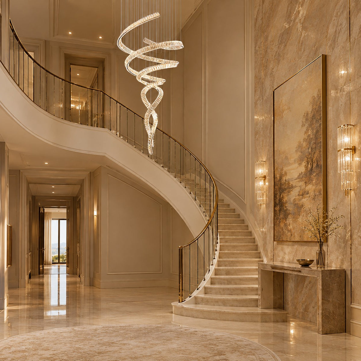 Long Spiral Crystal Chandelier 31.5"-59.1"