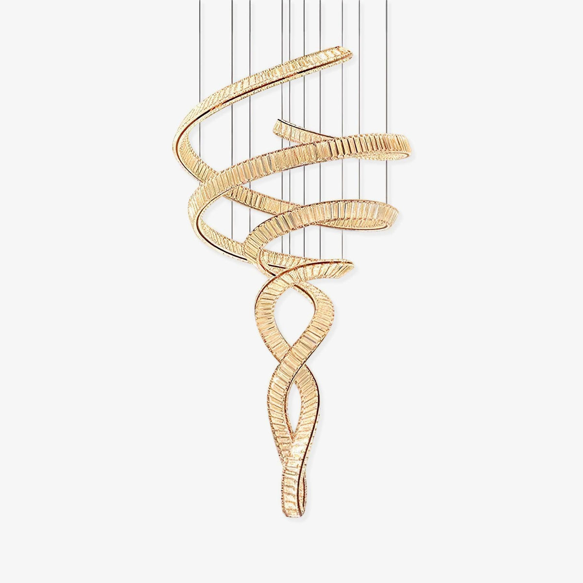 Elegant Long Spiral Crystal Chandelier with Stainless Steel Frame