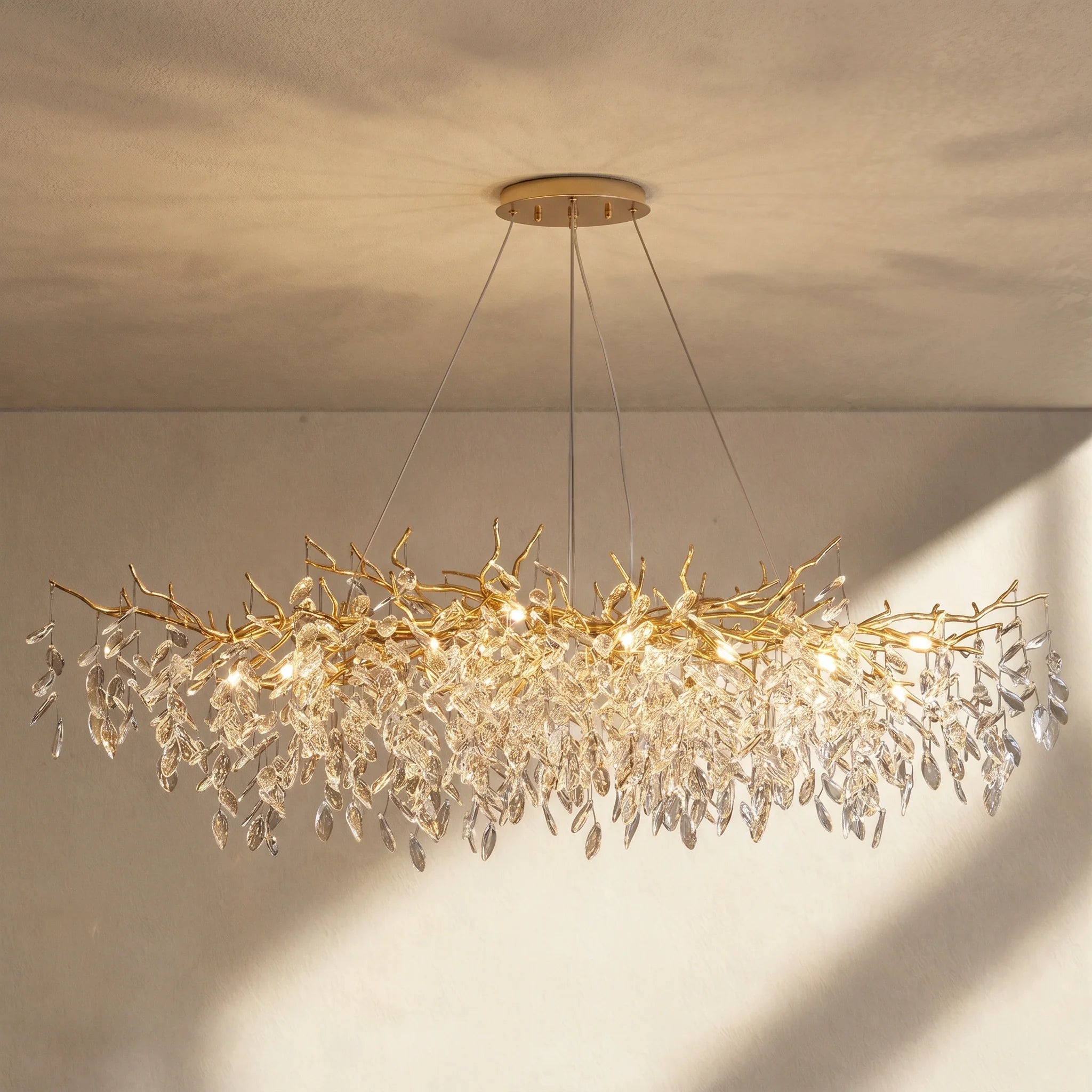 French Branch Crystal Chandelier with Elegant Crystal Leaves