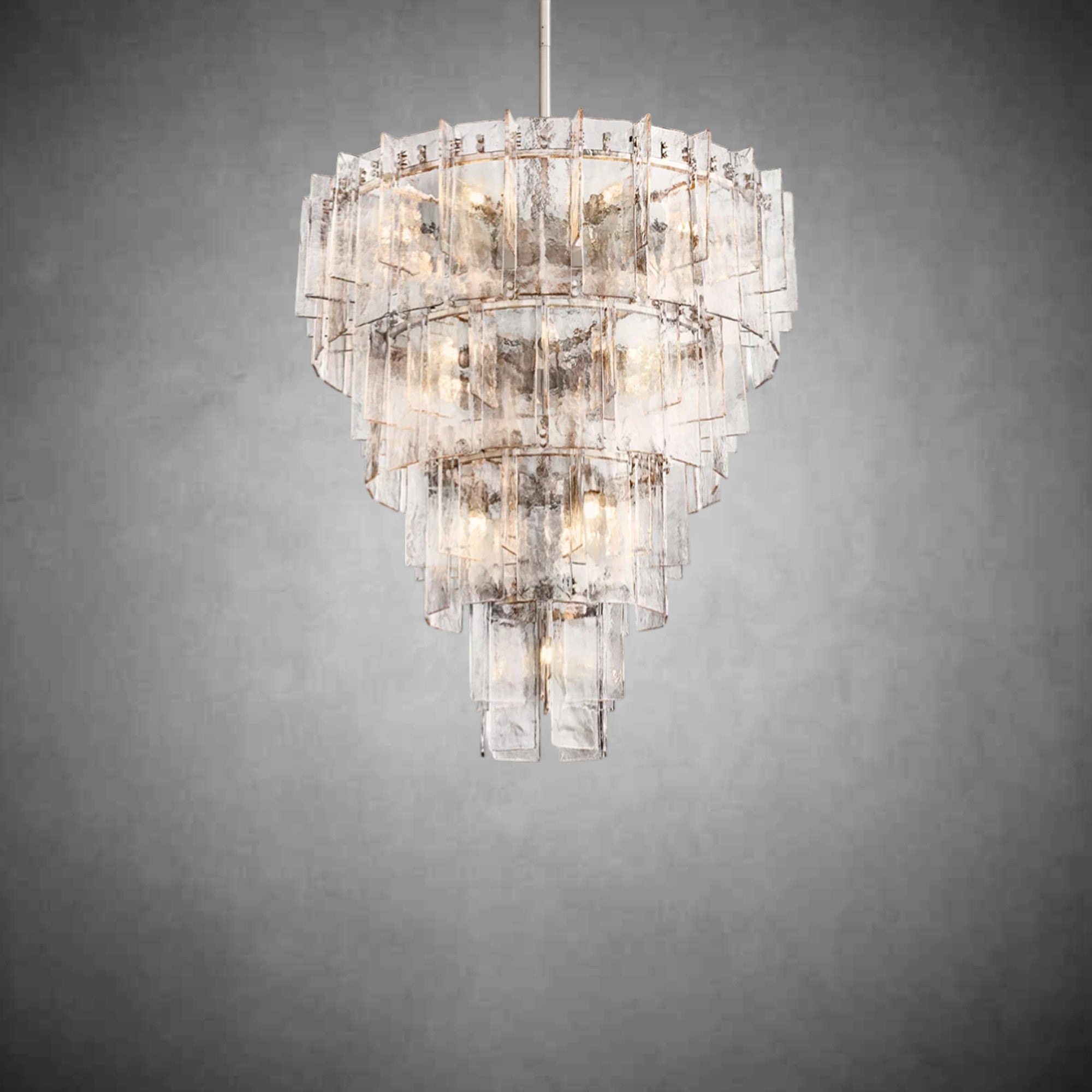 HA Lattice Clear Glass Tiered Round Chandelier 47"