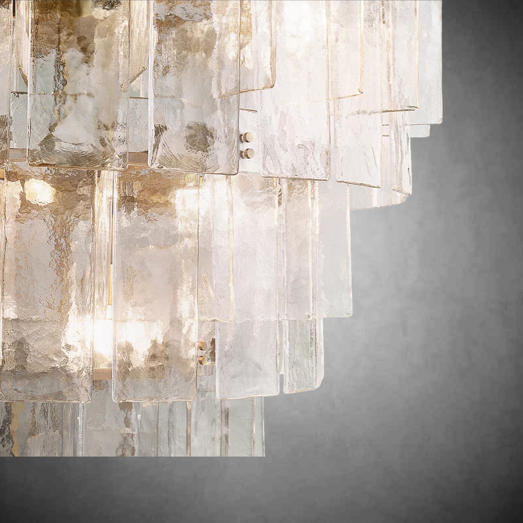 HA Lattice Clear Glass Tiered Round Chandelier 47"