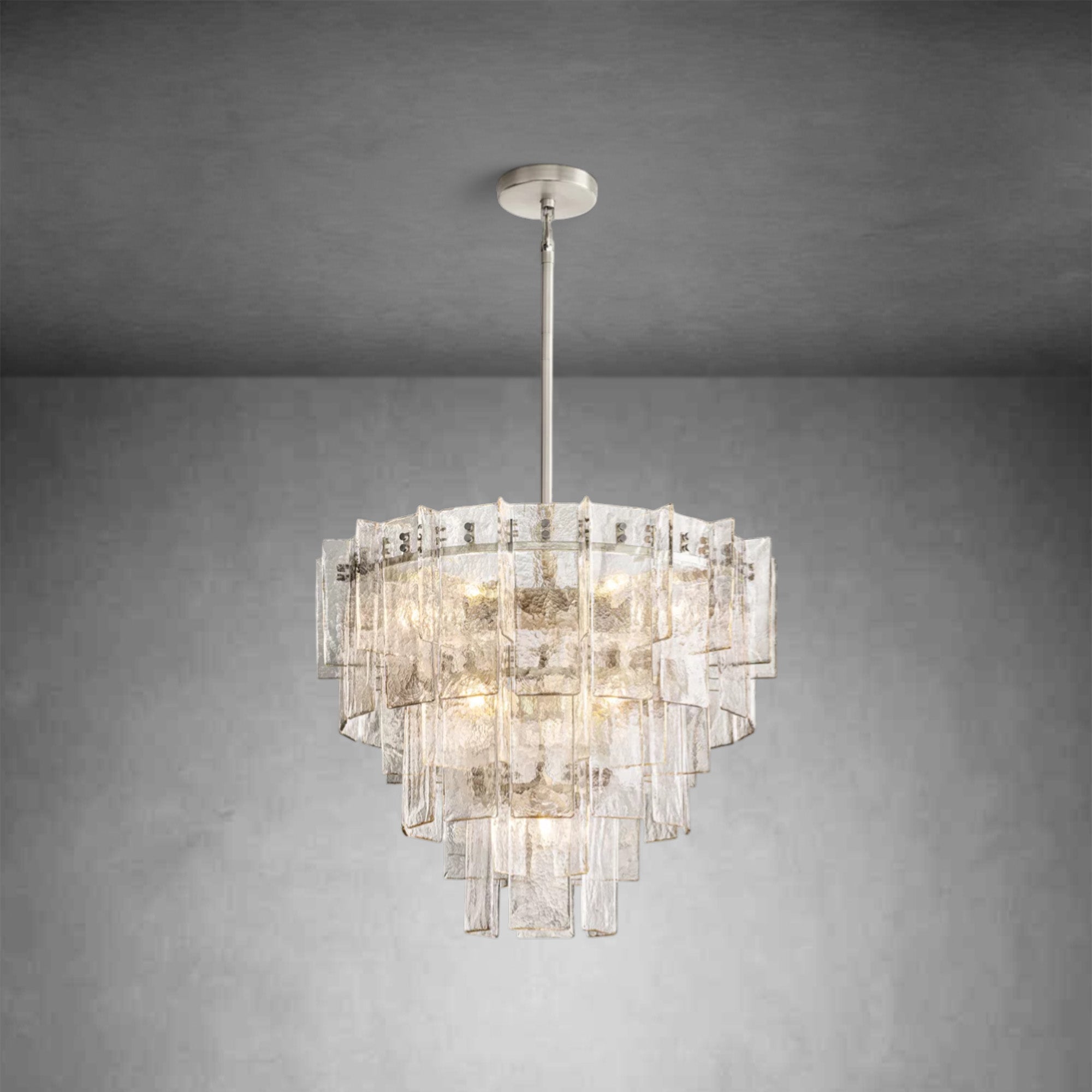 HA Lattice Clear Glass Tiered Round Chandelier 36"