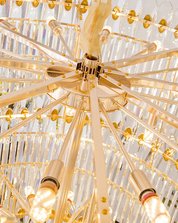 Merlin Tiered Tapered Gold Crystal Chandelier