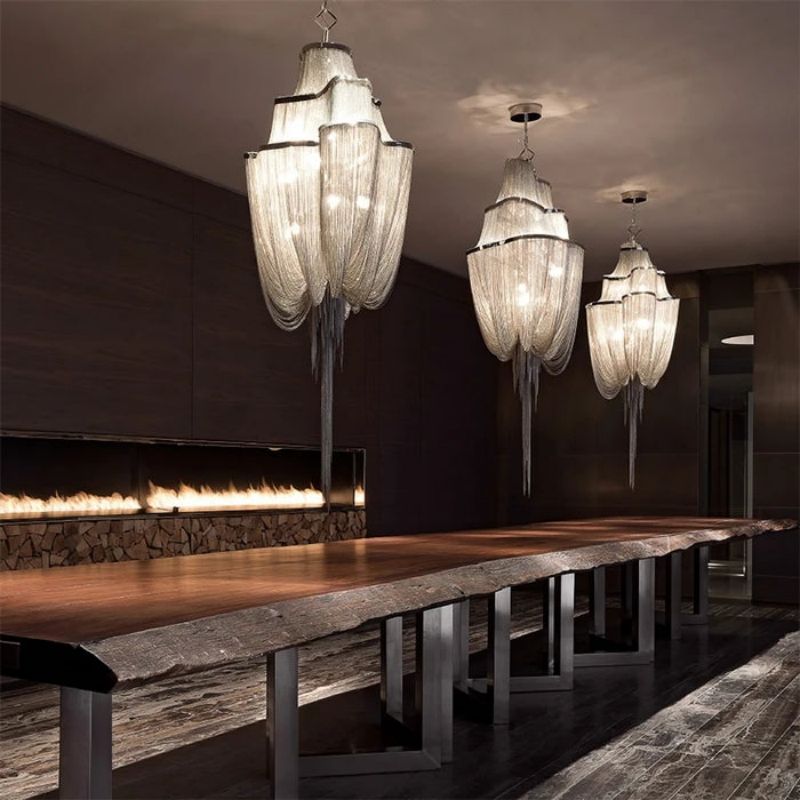 Trace Modern Aluminum Chain Tassel Chandelier Lighting