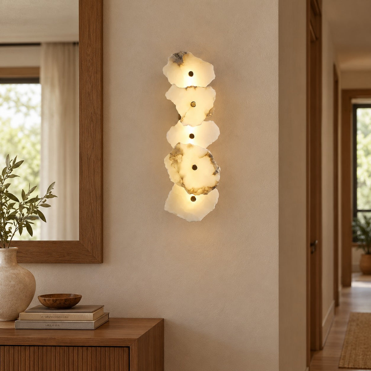 Petalune Spanish Alabaster Organic Modern Wall Sconce