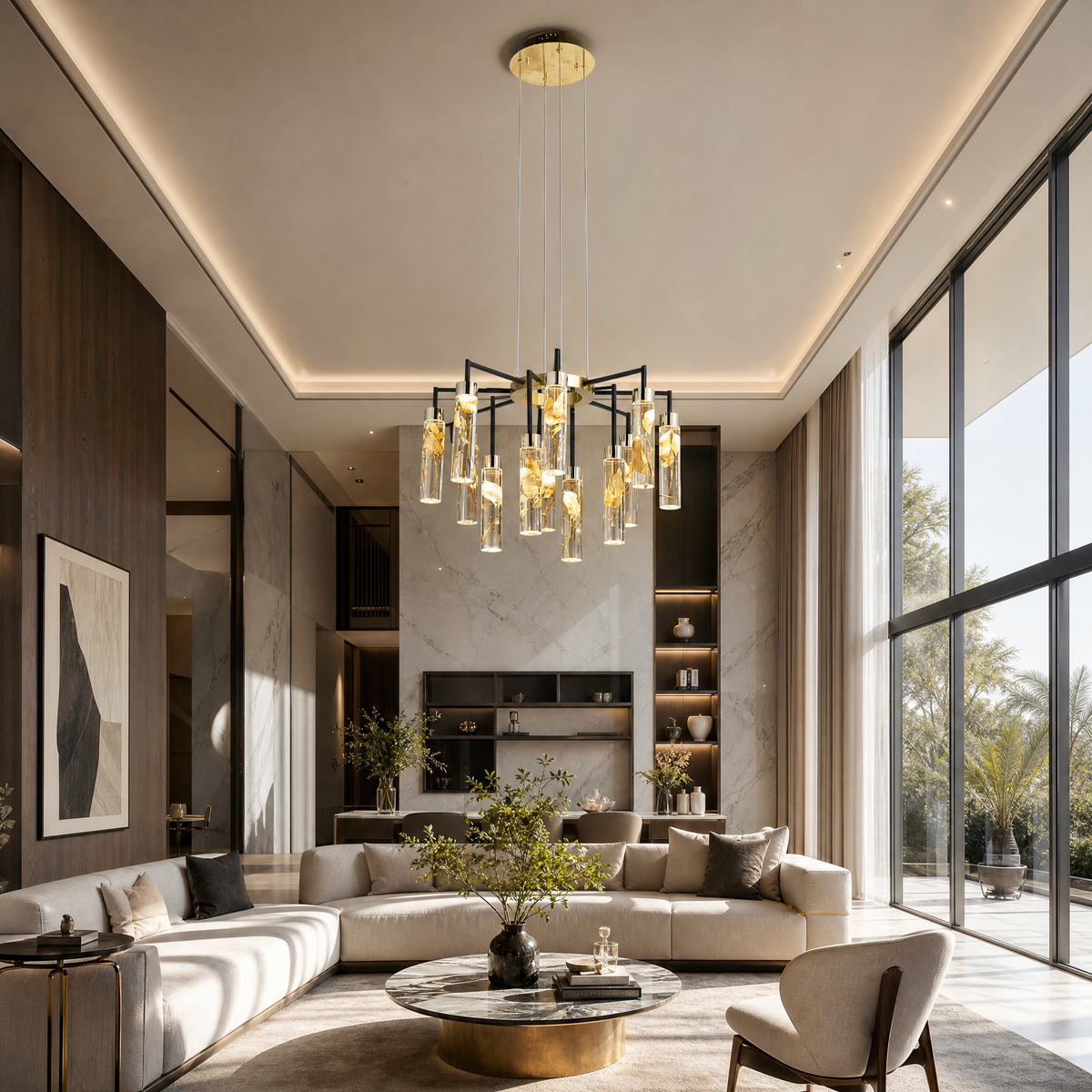 Phoenix Tree Modern Sculptural Ring Chandelier - scene