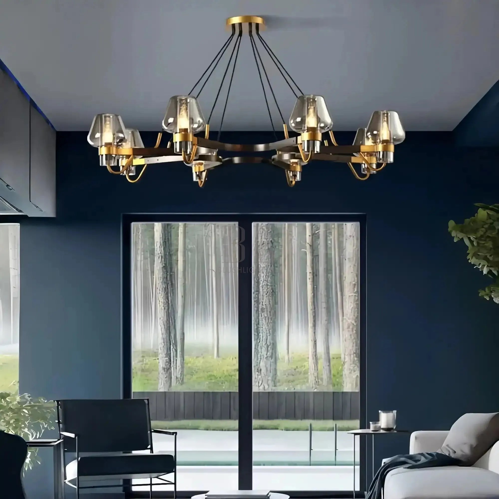 Post-modern Light Luxury Full Brass Chandelier for Living Room/Bedroom