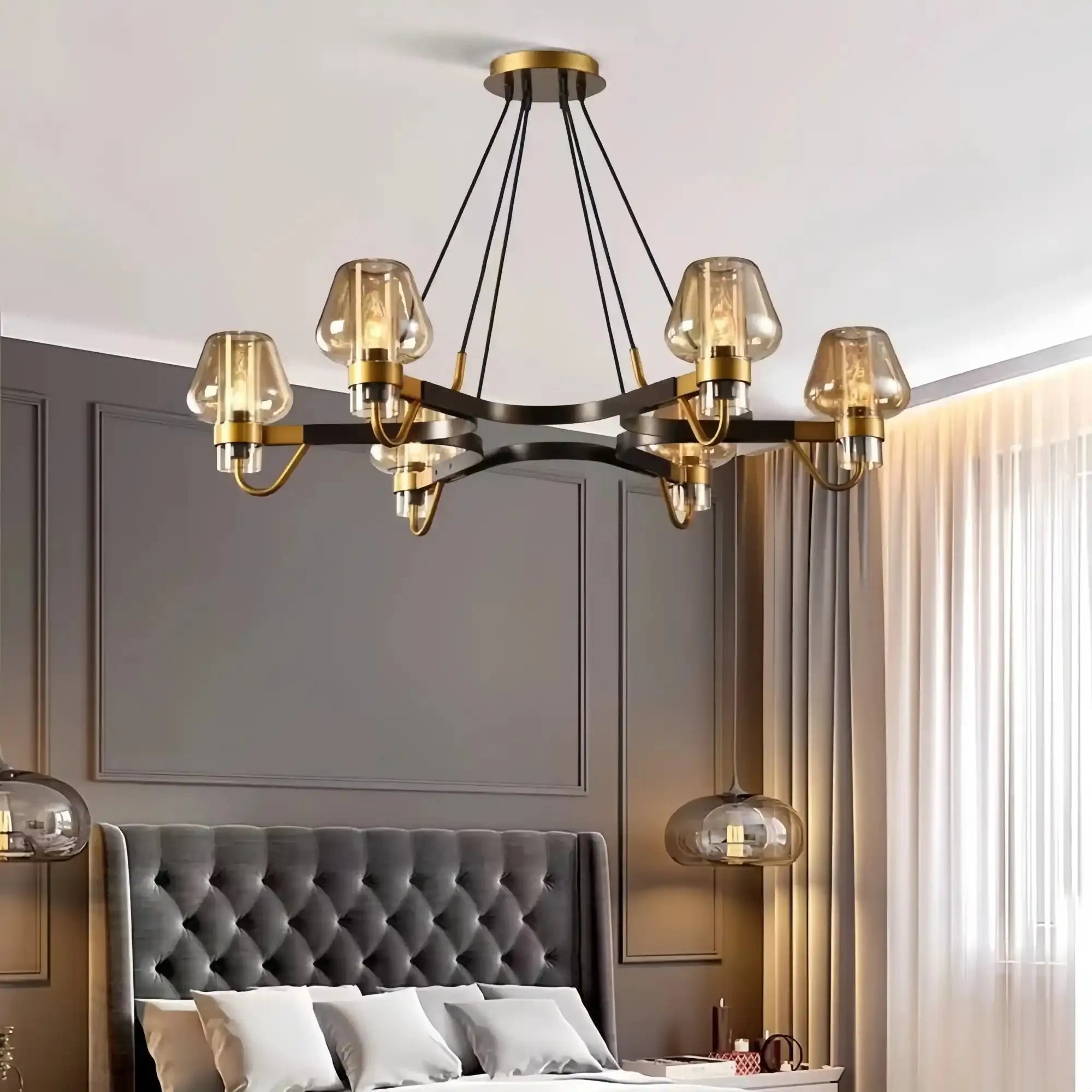 Post-modern Light Luxury Full Brass Chandelier for Living Room/Bedroom