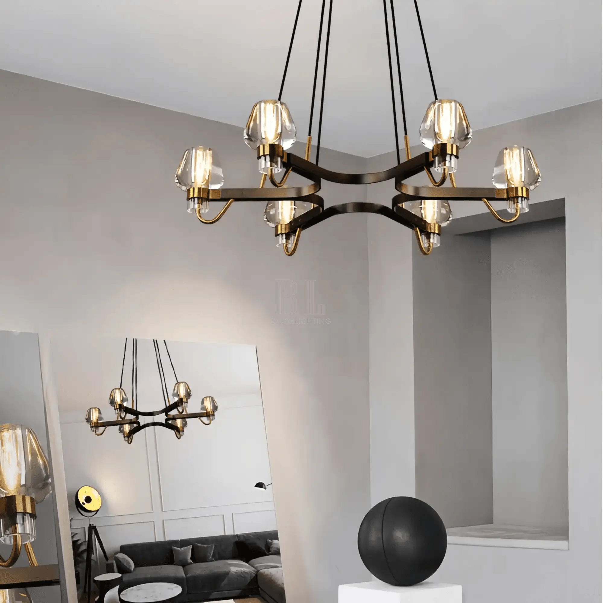 Post-modern Light Luxury Full Brass Chandelier for Living Room/Bedroom