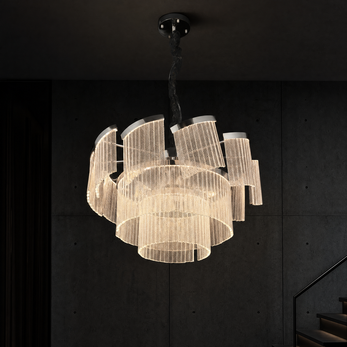 Prismata Crystal Modern Sculptural Ring Chandelier - main